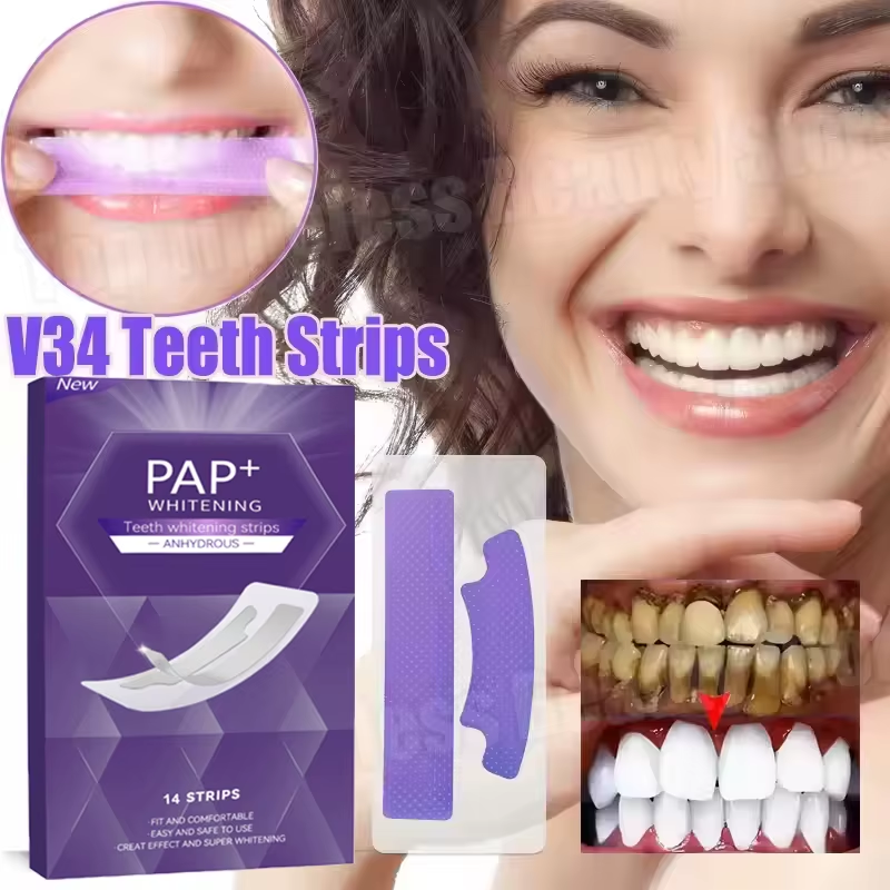 Purple Teeth Whitening Strips Remove Plaque Stains Cleaning Oral Hygiene Bleaching Dental Tools Fresh Breath Brighten Tooth Care